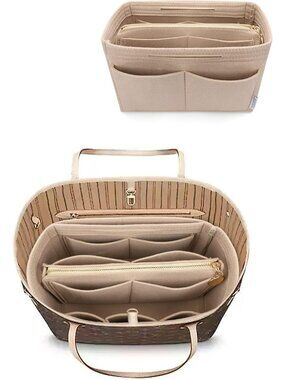 Felt Purse Organizer Insert - Tote Bag Shaper with 5 Dividers for Easy Storage